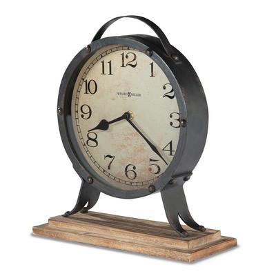 Curata Gravelyn Antique Iron Finish Metal Quartz Mantel Clock with Rustic Wooden Base