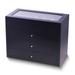 Curata Matte Black Finish Glass Lid 3-Drawer Velour Lined Wooden 48-Watch Box