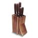 Curata Stainless Steel with Walnut Wood Handles 5 Piece Kitchen Knife Set with Acacia Wood Storage Block