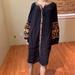 Free People Dresses | Free People High-Low Caftan Dress With Embroidery Button Down Front Size L | Color: Black/Gold | Size: L