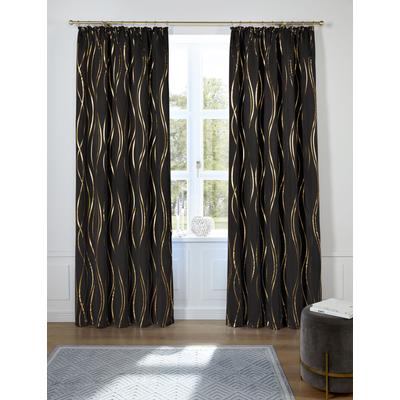 Vorhang "Prag" Gr. 3, schwarz, B:130cm H:225cm, Polyester, GUIDO MARIA KRETSCHMER HOME & LIVING, Gardinen, Verdunkelungsvorhang, Foliendruck mit Wellen, democratichome Edition Image