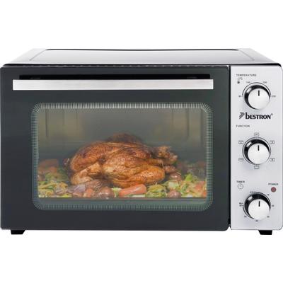 BESTRON Minibackofen "2-in-1 Gerät" Minibacköfen mit Drehspieß, 1500 W, Edelstahl, Schwarz schwarz Minibacköfen