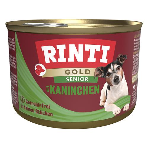 Sparpaket: 24x185g RINTI Gold Senior Kaninchen Hundefutter nass