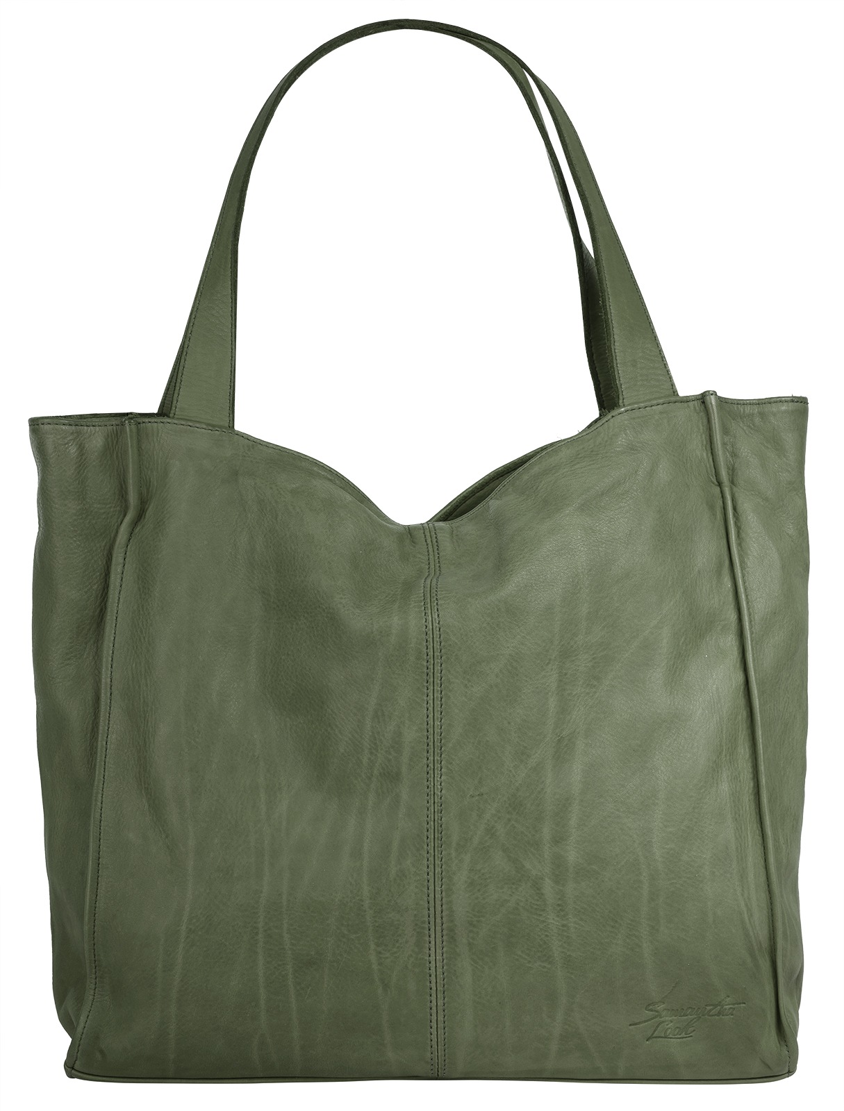 Shopper SAMANTHA LOOK, Damen, Gr. B/H/T: 35cm x 35cm x 9cm onesize, grün, Leder, leicht glänzend, unifarben, Taschen, echt Leder, Made in Italy Image