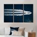 Breakwater Bay Aerial View of Speed Boat in Mediterranean Sea - 3 Piece Floater Frame Print Set on Canvas Canvas, in White | Wayfair