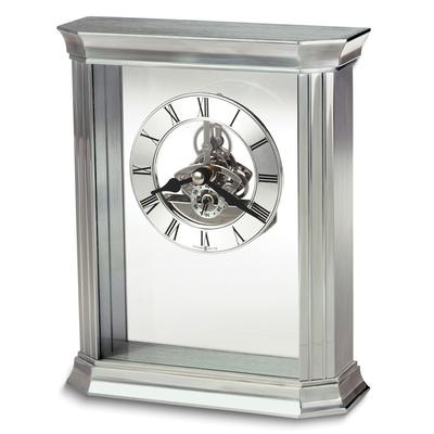 Curata Rothbury Silver-Tone Aluminum and Acrylic Skeleton Dial Quartz Tabletop Clock