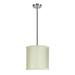 Aspen Creative 1-Light Fabric Lamp Shade Hanging Pendant, Off White - SATIN NICKEL - SATIN NICKEL