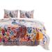 Tess Microfiber 3 Piece King Quilt Set, Peacock, Floral Print, Multicolor