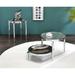 Coffee Table, Twin Table Top Design End Table in Glass & Chrome Finish