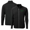 Men's Cutter & Buck Black North Texas Mean Green Big Tall Adapt Eco Knit Hybrid Recycled Full-Zip Jacket