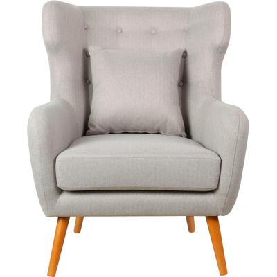 Ohrensessel HOME AFFAIRE "Yamuna", grau (hellgrau), H:100cm T:85cm, Sessel, mit Sitzpolsterung, Gestell und Füße aus Massivholz, Sitzhöhe 47 cm Image