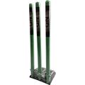 ND Cricket Wooden Spring Return Stumps Metal Base Wickets With Bails Pale Green