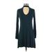 Express Casual Dress - Sweater Dress: Teal Solid Dresses - Women's Size X-Small