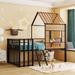 Metal Twin size Loft Bed with Roof