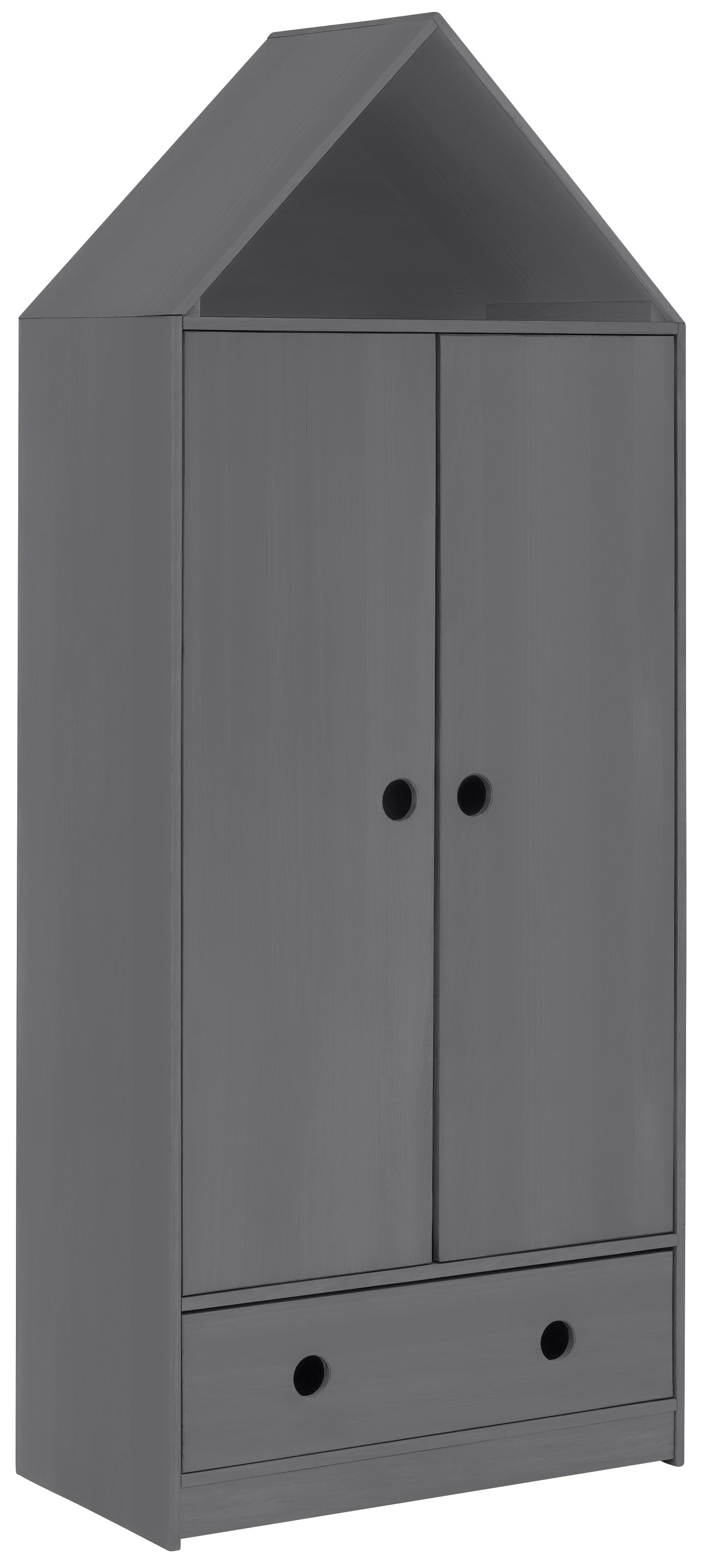 Kleiderschrank LÜTTENHÜTT "Alpi", grau, B:75cm H:180cm T:40cm, Massivholz, Schränke, Kleiderschrank, Kiefernholz, mit Einlegeböden und Kleiderstange, Höhe 180 cm