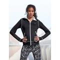 Trainingsjacke LASCANA ACTIVE "-Sportjacke Black Marble" Gr. 44/46, schwarz-weiß (schwarz, weiß) Damen Jacken Sportjacken