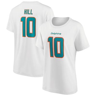 Miami Dolphins Name & Nummer Grafik T-Shirt – Tyreek Hill 10 – Damen Image