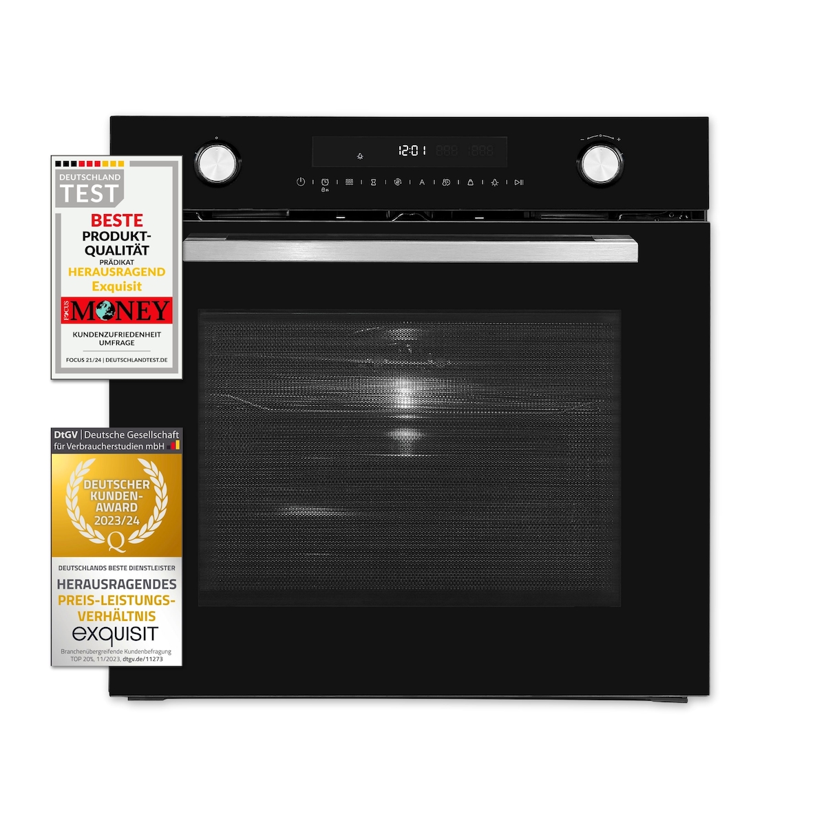 Exquisit Einbau-Mikrowelle EBEM 797-H-030 schwarz | Heißluft und Grill | max. 1800 W | Garraum 72 l | Schwarz-Glas Front Image