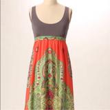 Anthropologie Dresses | Lilka Anthropologie Paisley Print Maxi Dress With Solid Top | Color: Gray/Red | Size: Xs