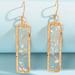 Anthropologie Jewelry | Anthropologie Thin Rectangle Geo Gold Glass Mother Pearl Opalescent Shell Dangle | Color: Gold/White | Size: 2” L X 0.4” W