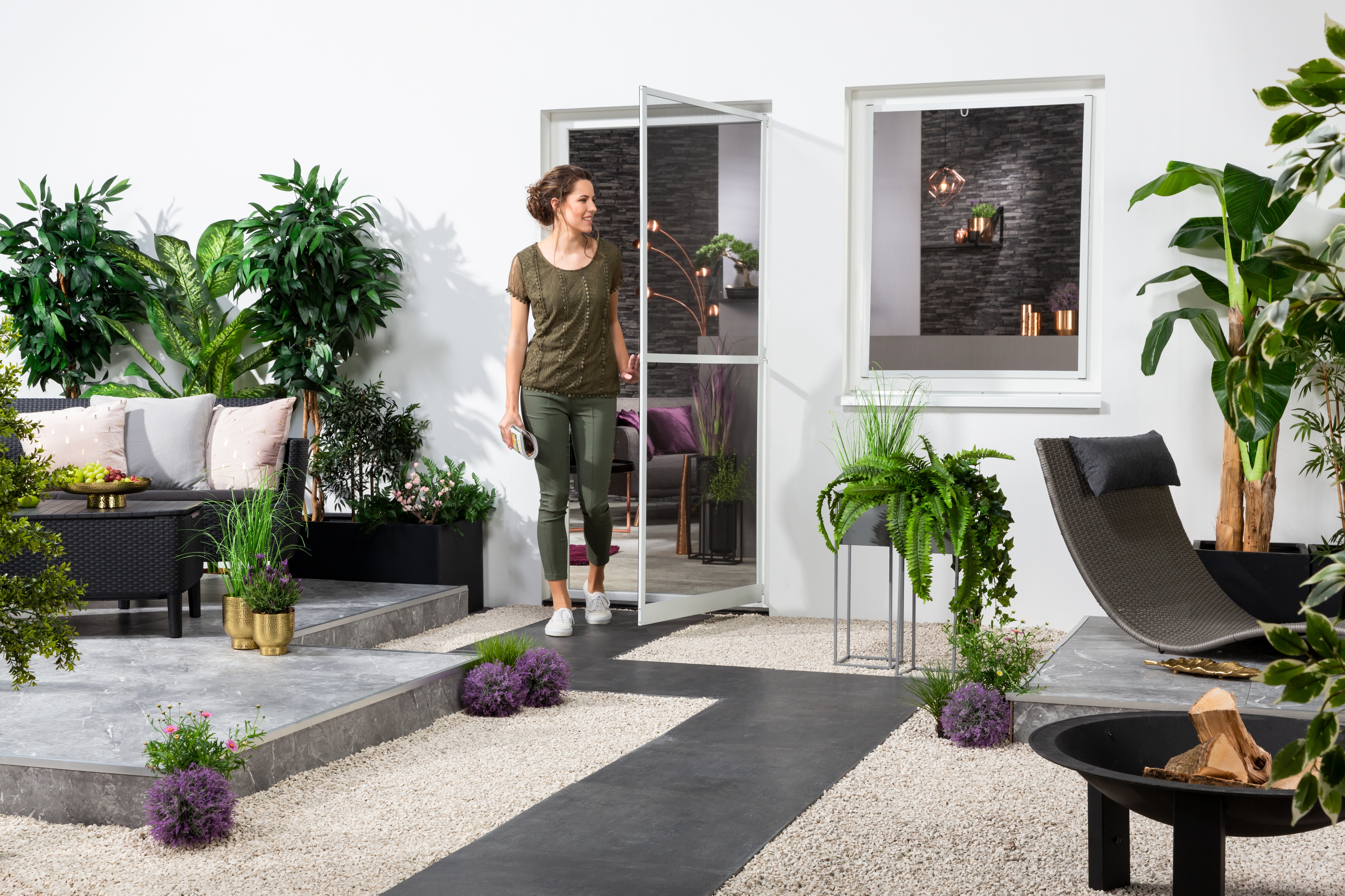 Insektenschutz-Tür HECHT INTERNATIONAL "MASTER SLIM+", weiß (rahmen: weiß gewebe: anthrazit), B:120cm H:240cm, Insektenschutzgitter, BxH: 120x240 cm inkl. Zargenrahmen