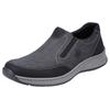 Slipper RIEKER, Herren, Gr. 47, grau (grau, kombiniert), Synthetik, sportlich, Schuhe, Schlupfschuh, Halbschuh mit Stretcheinsätze