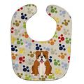 Caroline's Treasures Pawprints Baby Bib, English Bulldog Red White, Large