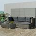 Orren Ellis 5 Piece Patio Lounge Set w/ Cushions Poly Rattan Synthetic Wicker/All - Weather Wicker/Wicker/Rattan in Gray | Wayfair