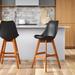 Wade Logan® Amber-Jane Commercial Grade Modern Counter Stools w/ Cushioned Seat & Wooden Frame Wood/Upholstered/Leather in Black | Wayfair