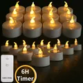 Bougies chauffe-plat scintillantes à LED sans flamme Cycle de 6 heures minuterie