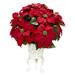 21" Red Poinsettia Artificial Silk Flower Arrangement Metal Planter