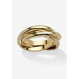 Women's Yellow Gold-Plated Rolling Triple Band Crossover Ring Jewelry by PalmBeach Jewelry in Gold (Size 10)