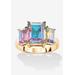 Women's Gold-Plated Emerald Cut And Aurora Borealis Cubic Zirconia Ring Jewelry by PalmBeach Jewelry in Cubic Zirconia (Size 7)