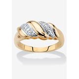 Women's Yellow Gold-Plated Genuine Diamond Accent Banded S Link Ring by PalmBeach Jewelry in Diamond (Size 9)