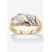 Women's Yellow Gold-Plated Genuine Diamond Accent Banded S Link Ring by PalmBeach Jewelry in Diamond (Size 9)