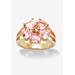 Women's Yellow Gold-Plated Heart Shaped Flower Petals Ring Pink Cubic Zirconia Jewelry by PalmBeach Jewelry in Cubic Zirconia (Size 5)