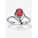 Women's Silvertone Simulated Pear Cut Birthstone And Round Crystal Ring Jewelry by PalmBeach Jewelry in Ruby (Size 10)