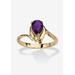 Women's Yellow Gold Plated Simulated Birthstone And Round Crystal Ring Jewelry by PalmBeach Jewelry in Amethyst (Size 10)