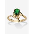 Women's Yellow Gold Plated Simulated Birthstone And Round Crystal Ring Jewelry by PalmBeach Jewelry in Emerald (Size 7)