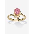 Women's Yellow Gold Plated Simulated Birthstone And Round Crystal Ring Jewelry by PalmBeach Jewelry in Pink Tourmaline (Size 6)