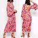 Free People Dresses | Free People Clementine Melrose Peach Rose Maxi Dress Bell Sleeves | Color: Orange/Pink | Size: 0