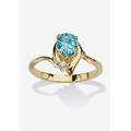 Women's Yellow Gold Plated Simulated Birthstone And Round Crystal Ring Jewelry by PalmBeach Jewelry in Blue Topaz (Size 8)