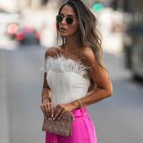 Zara Tops | Blogger's Fave! Zara White Bustier Corset Top Feathered Nwt | Color: White | Size: Various