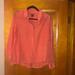 J. Crew Tops | Jcrew Silk-Blend Coral/White Long-Sleeve Popover Shirt; Sz Medium Style 21763 | Color: Red/White | Size: M
