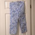 Lilly Pulitzer Pants & Jumpsuits | Lilly Pulitzer Palm Beach White Blue Floral Print Cropped Straight Pants | Color: Blue/White | Size: 0