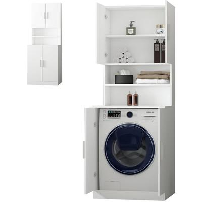 Waschmaschinenschrank mit 4 Türen, 70x70x190 cm, Weiß - Ecd Germany