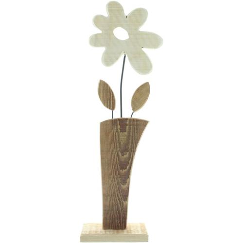 Holzdeko Blume Dekorative Holzblume stehend 44 cm, naturbelassen, zweifarbig FF-514002