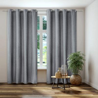 Vorhang KUTTI "Dimout" Gr. 3, grau, B:140cm H:175cm, Polyester, Gardinen, Verdunkelung, Thermo, isolierend, einfarbig Image