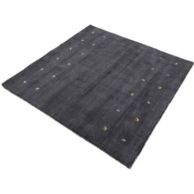 Wollteppich CARPETFINE "Gabbeh-Uni", schwarz, B:250cm H:15mm L:250cm, Wolle, Teppiche, reine Wolle, handgewebt, Gabbeh Loom Tiermotiv, Sonderform Quadrat Image