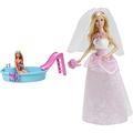 Barbie GHL91 - Pool mit Rutsche und Puppe (blond) Spielset, Puppenzubehör, Spielzeug ab 3 Jahren & CFF37 - Puppe (blond) im Brautkleid, mit Schleier, Spielzeug ab 3 Jahren